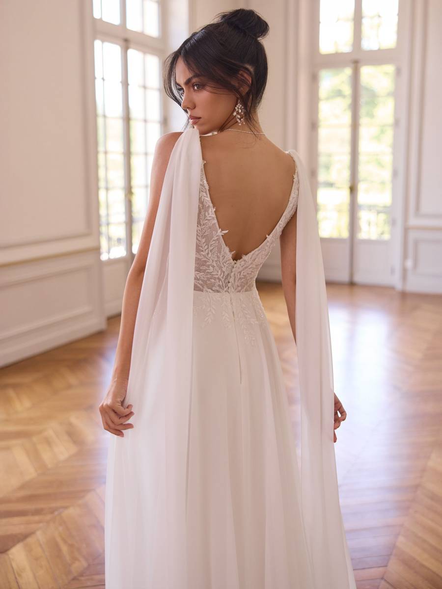 robe de mariée fluide avec manches volantes Marseille