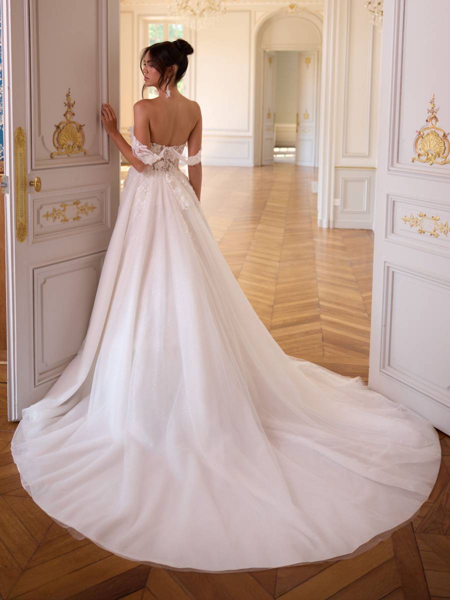 Robe de mariée princesse avec manches bateau à Aix-en-Provence